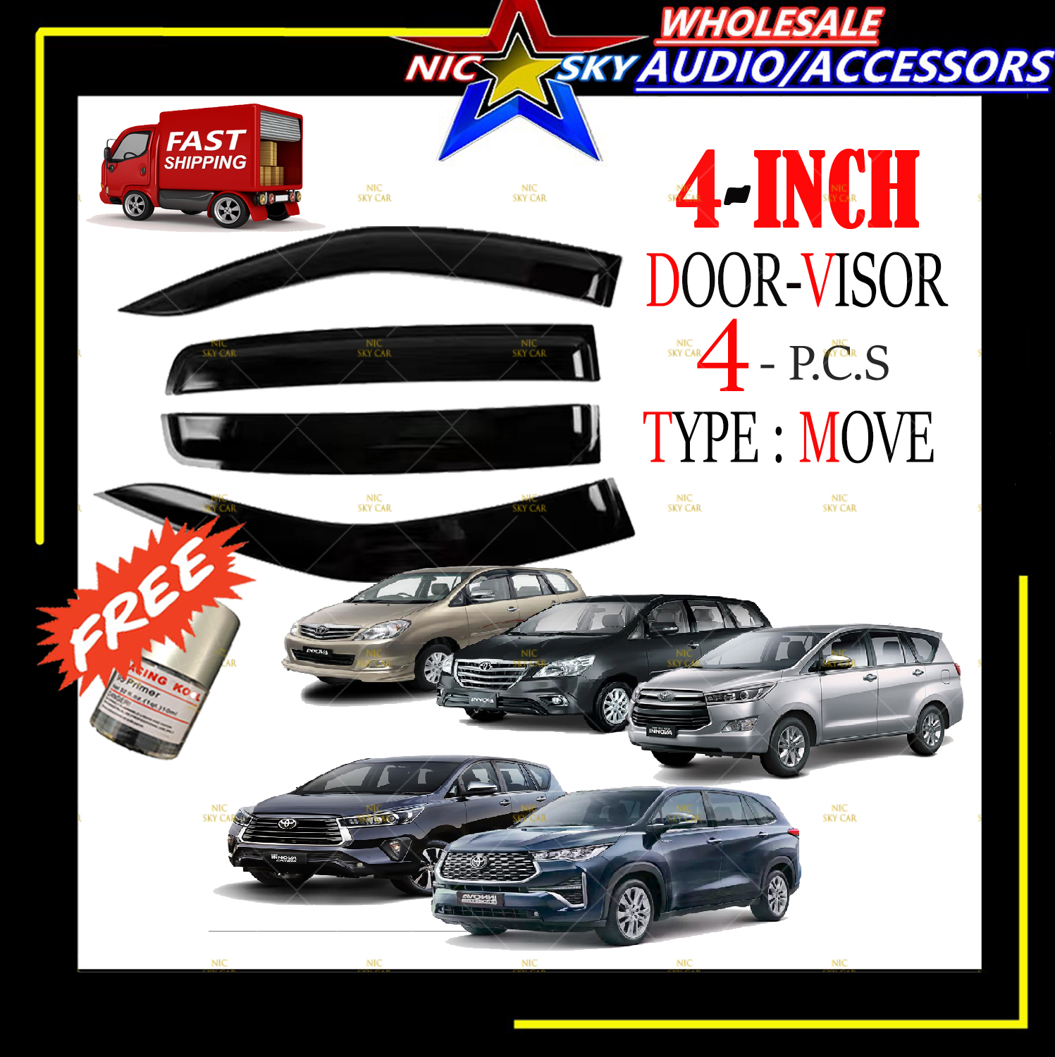(4 PCS) Innova Best Quality Air Press Window Toyota INNOVA Door Visor ...