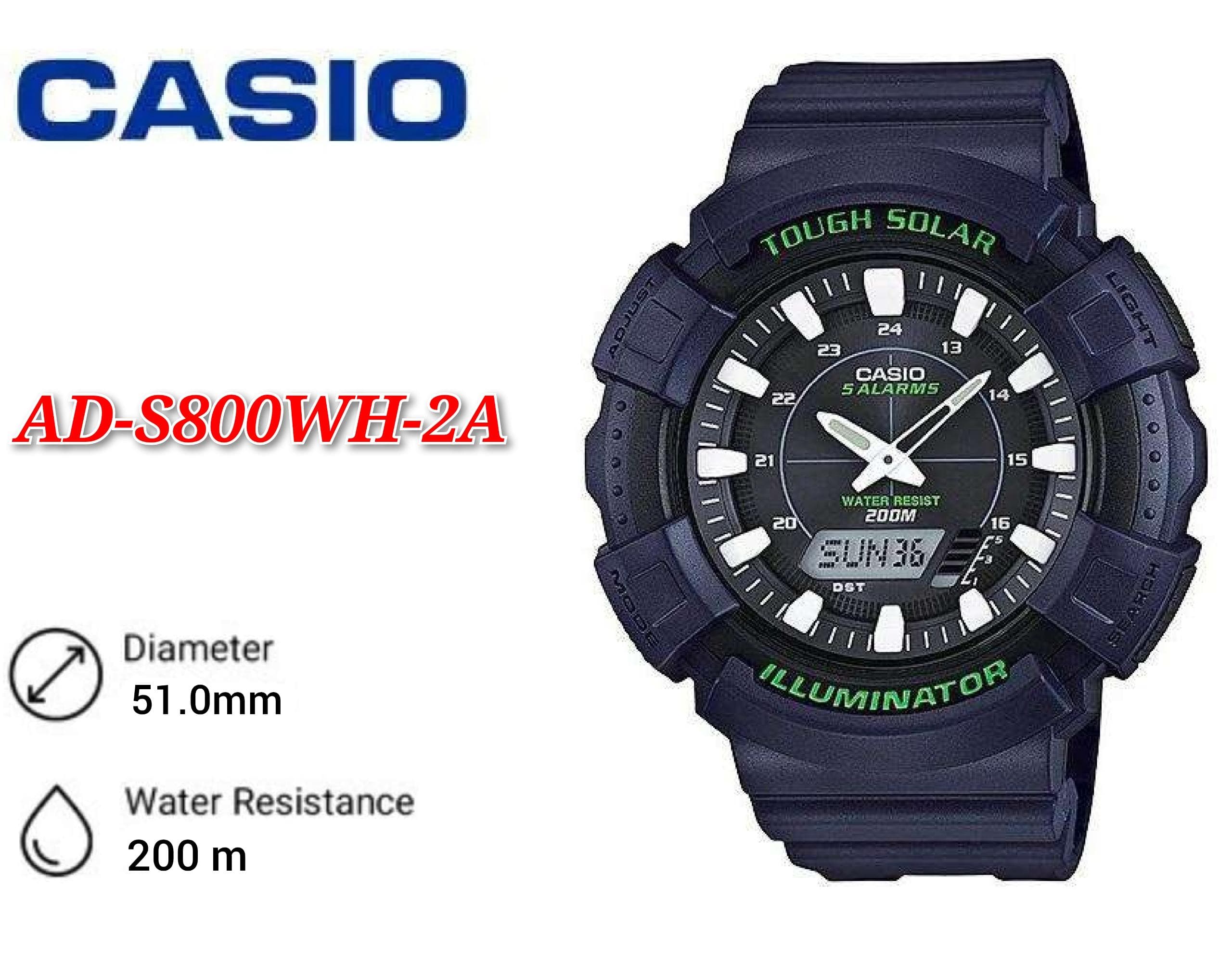 Reloj Casio Digital Con Correa De Resina De Cuarzo Azul Claro W-800H - Foto 9