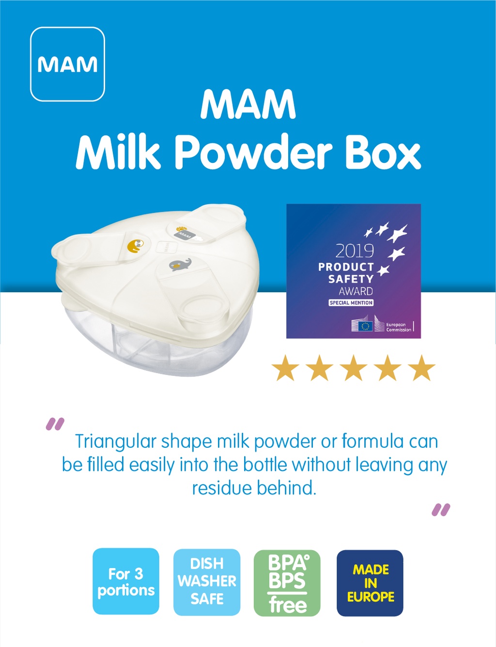 MAM 3 Compartments Milk Powder Storage Box | Formula Milk Powder ...