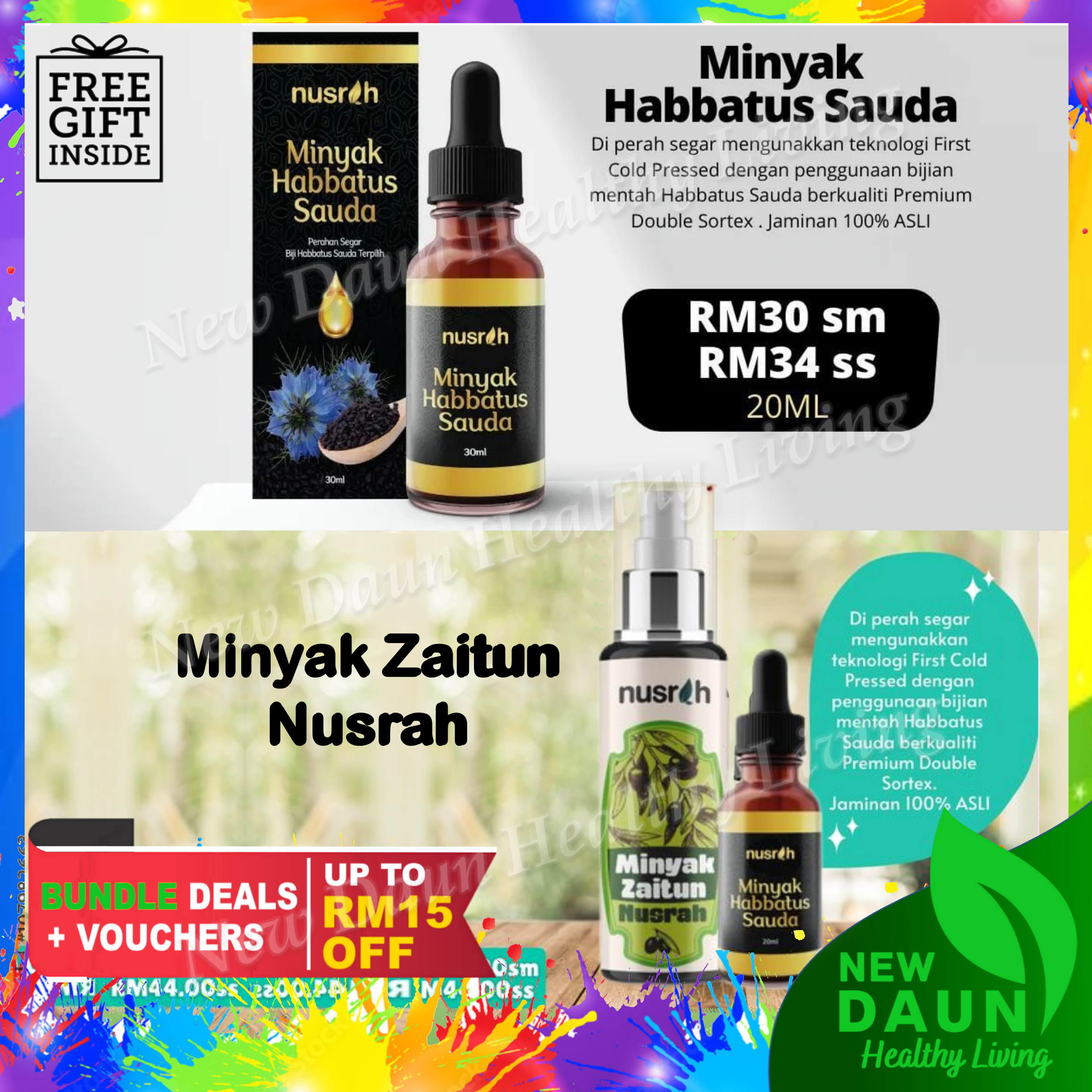 Nusrah Minyak Habbatus Sauda Cold Press Double Sortex 100% Asli ...