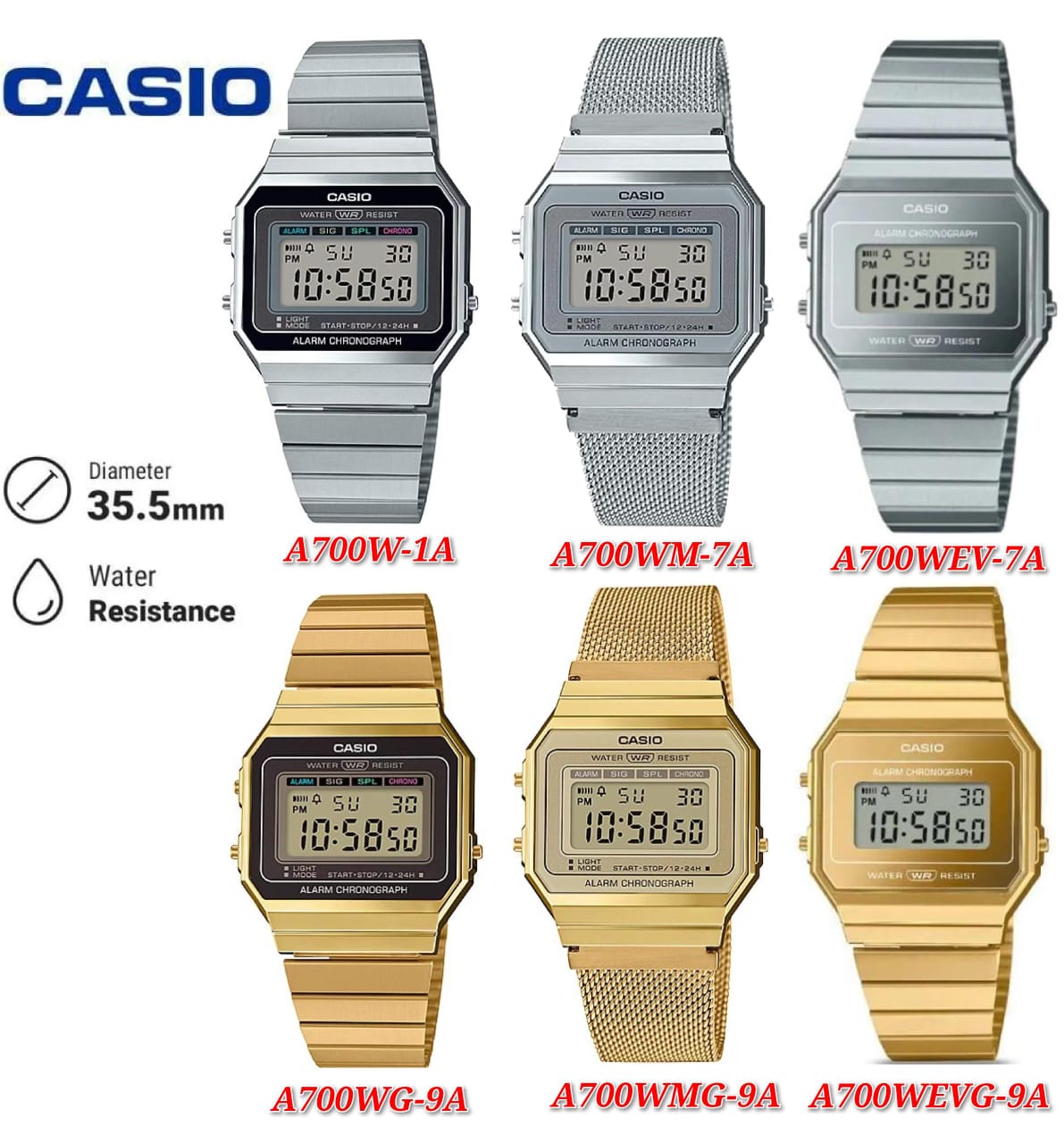CASIO SUPER SLIM A700 A700WM / A700WMG / A700W / A700WG | Shopee Malaysia