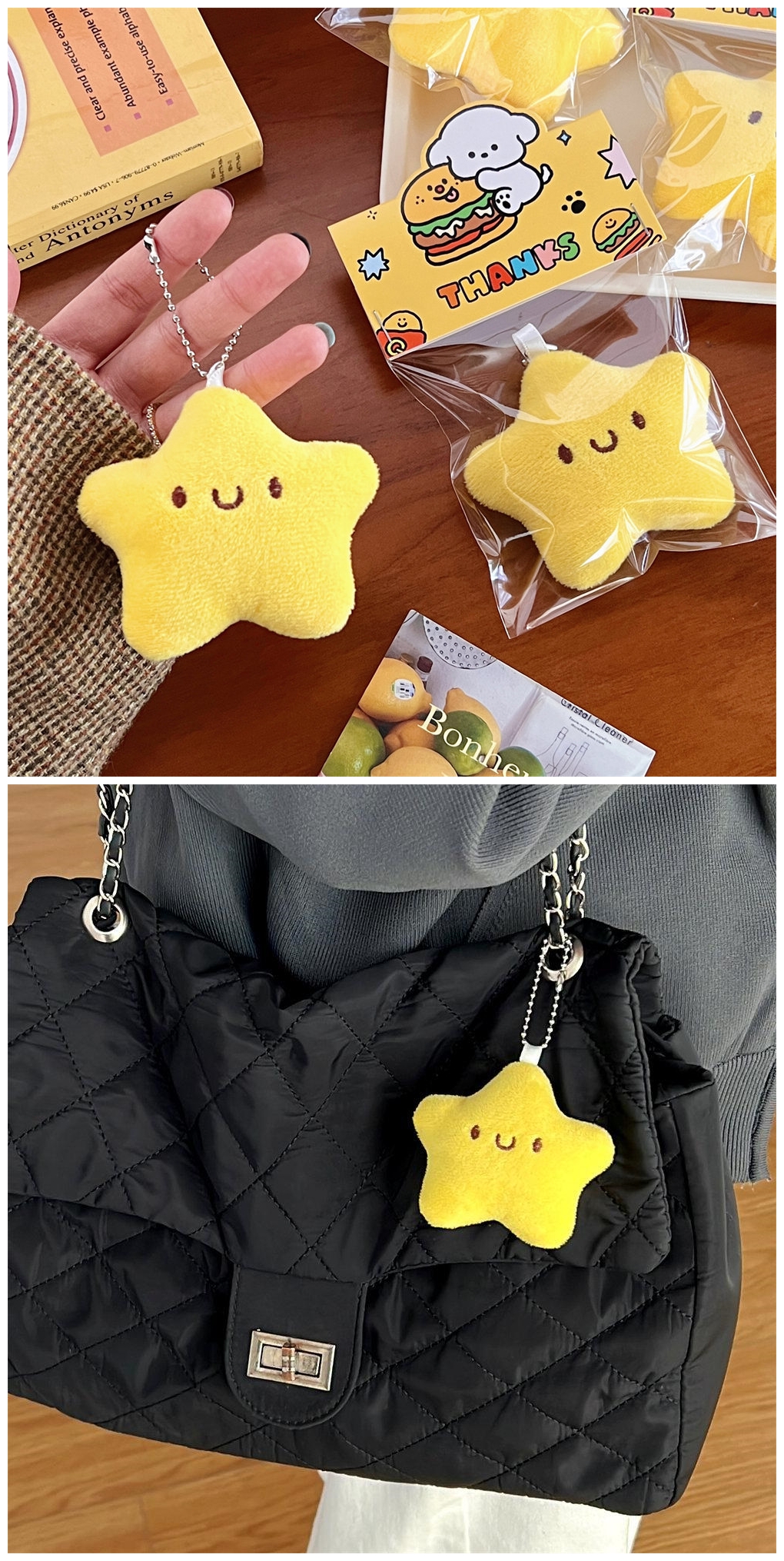 Cute Star Squeaky Plushie Keychain Little Banana Soft Stuffed Plush Toy ...