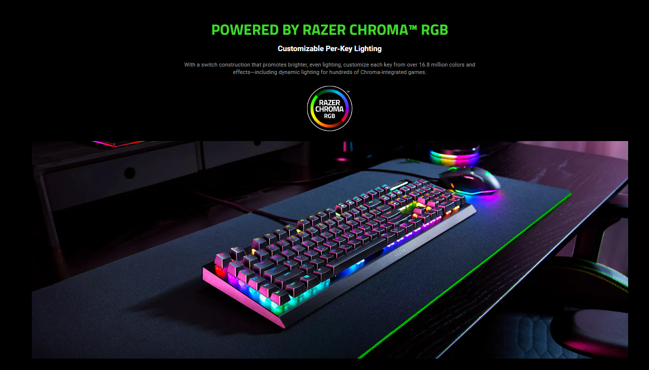 Razer BlackWidow V4 X Mechanical Full Size Chroma RGB Gaming Keyboard ...