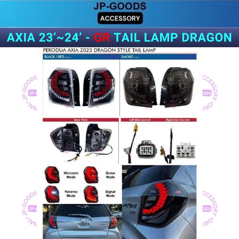 Perodua Axia D74A 2023 Dragon Scale GR Tail Lamp Dynamic Running Signal ...