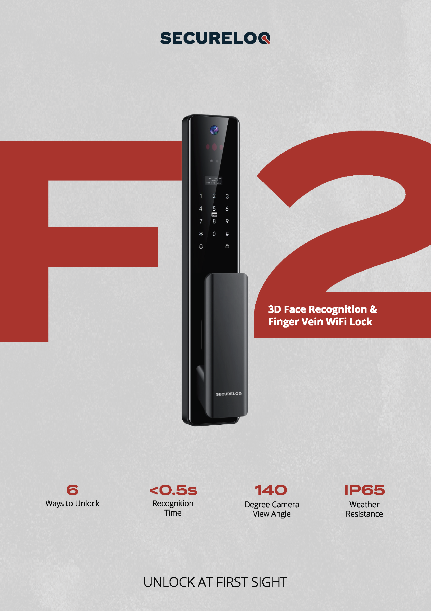 Secureloq F2 3D Face Recognition Digital Door Lock | Shopee Malaysia
