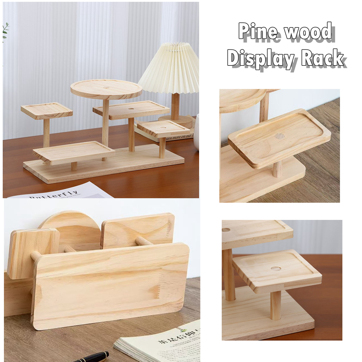 Pine Wood Display Shelf Ladder Rack Solid Wood Jewellery Display Rack ...