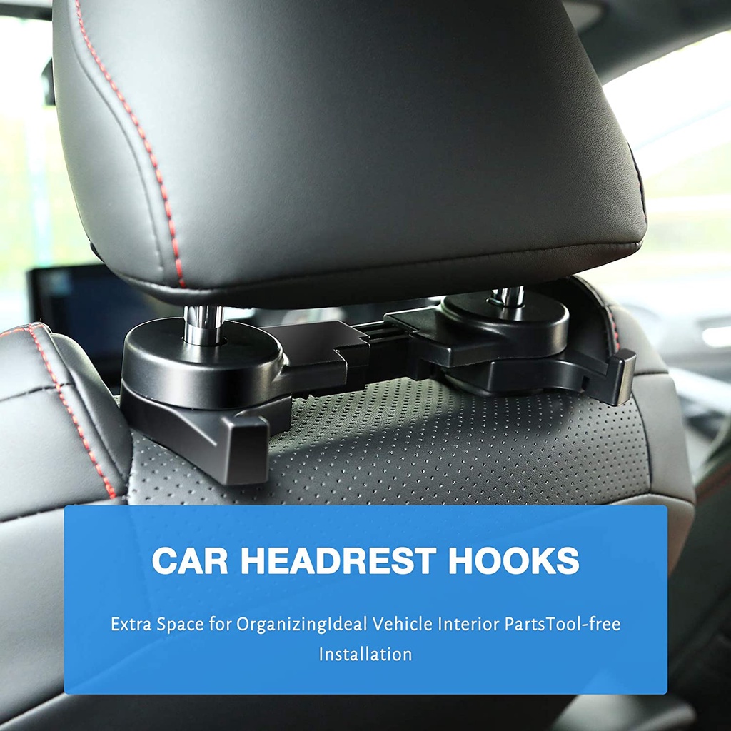 Car Hidden Dual Hook Hanger Head Rest Back Seat Extendable Headrest ...