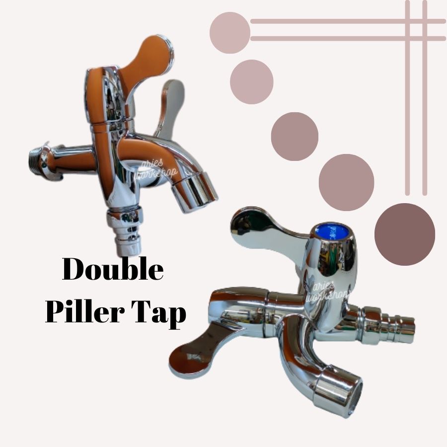 Double Head Tap / Two Way Pillar Tap / Multi Connection Water Tap ...