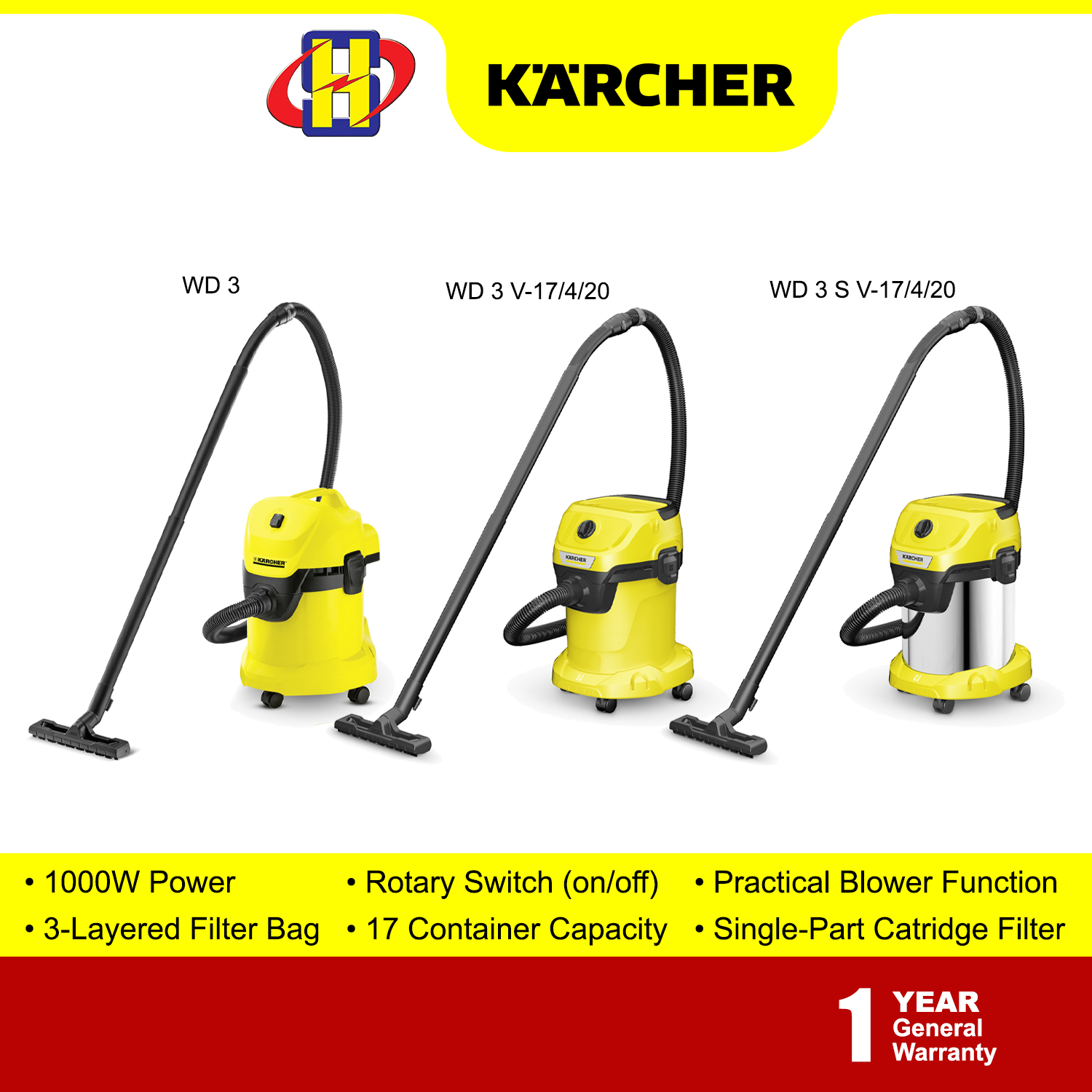 Kärcher multi-purpose vacuum cleaner WD 3 V-17/4/20