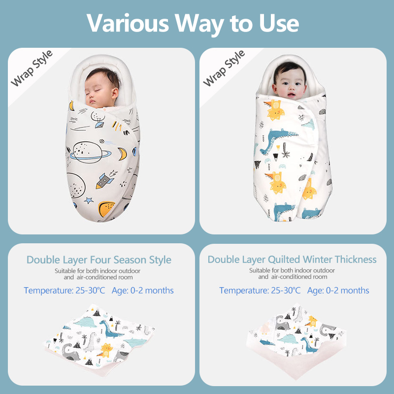 [Einmilk Baby Wrapper] Baby Wrapper with Cap Breathable Super Soft 100% ...