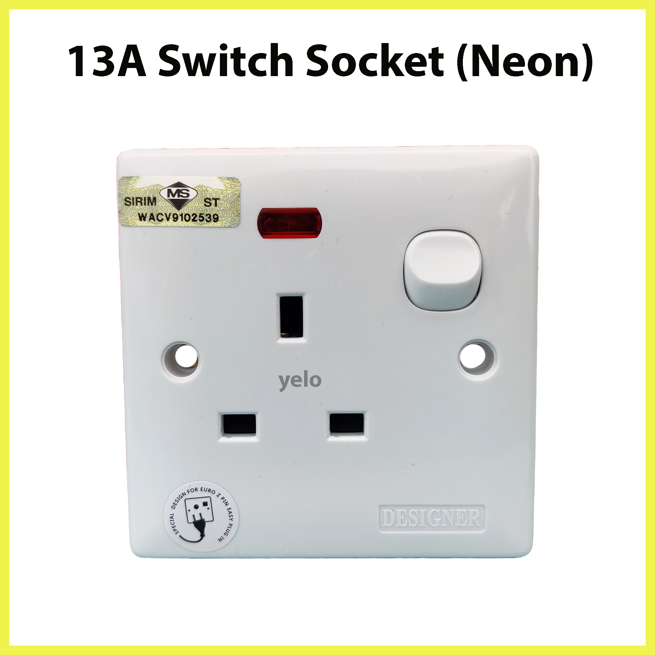 PL1 Electronics 13A Switched Plug Socket – 1 Gang White, UK Wall Socket, 5 Pack, 240V, HomePlug