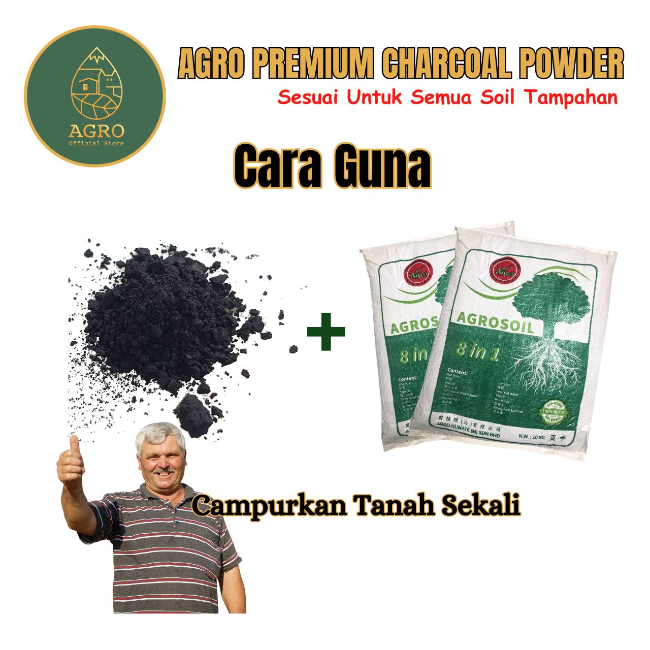 Agro Premium 100% Natural Actived Charcoal Powder Serbuk Arang Tanah ...