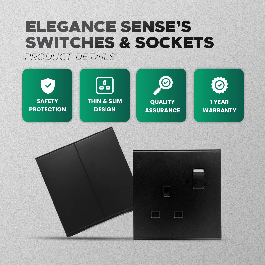 RETOUCH ELEGANCE SENSE'S 16A 250V BLACK SWITCHES & SOCKETS | Shopee ...