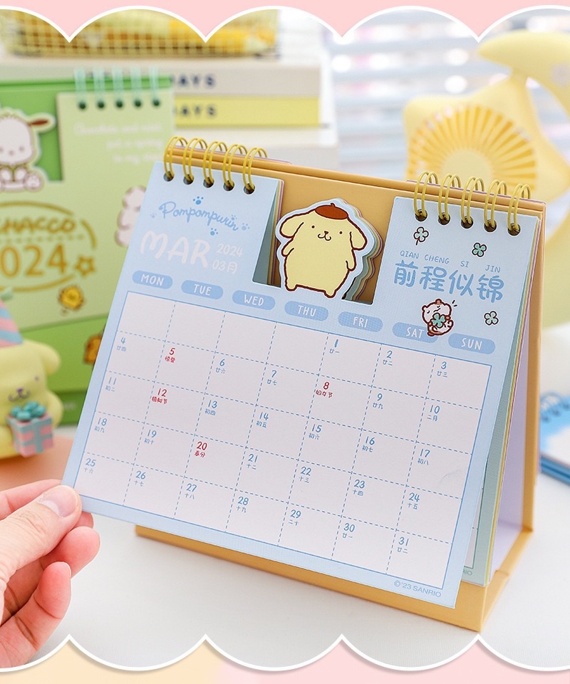 2024 Calendar Sanrio Kuromi Cartoon Desk Calendar Weekly Planner