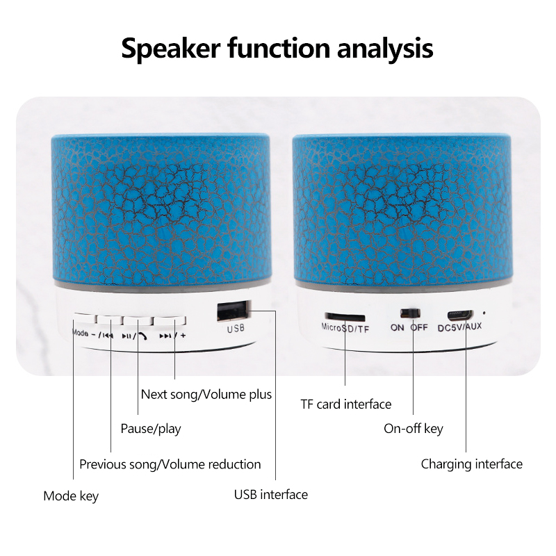 🔊7 Color Mini Bluetooth Speaker Color LED Lights Audio Outdoor Portable ...
