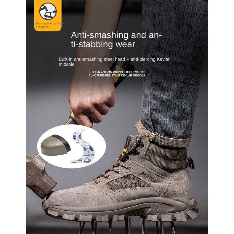 Men's Safety Boots shoes Kasut besi Oil Resistant Protector Military ...