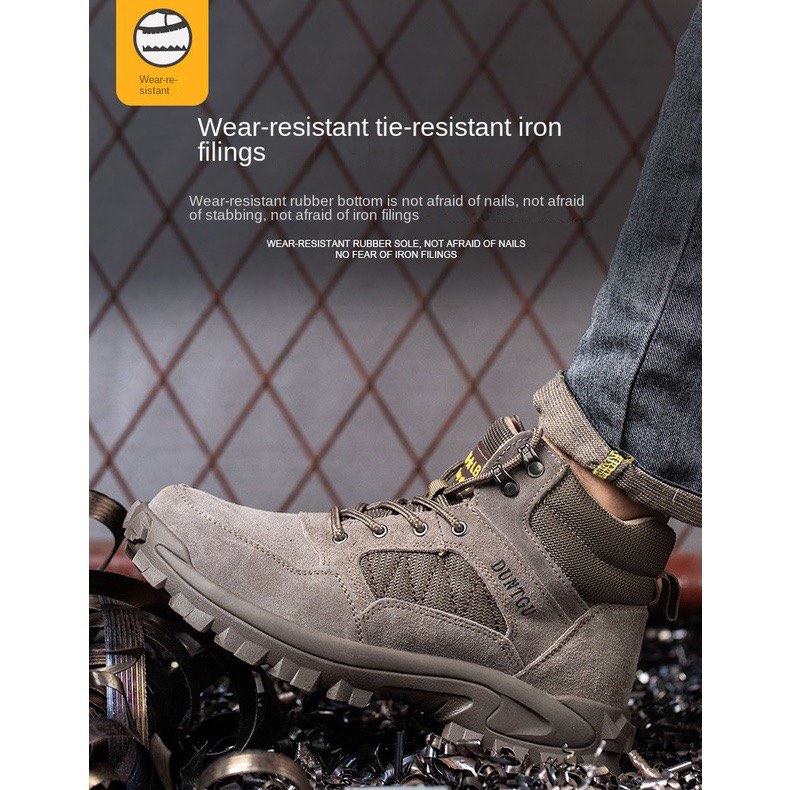Men's Safety Boots shoes Kasut besi Oil Resistant Protector Military ...