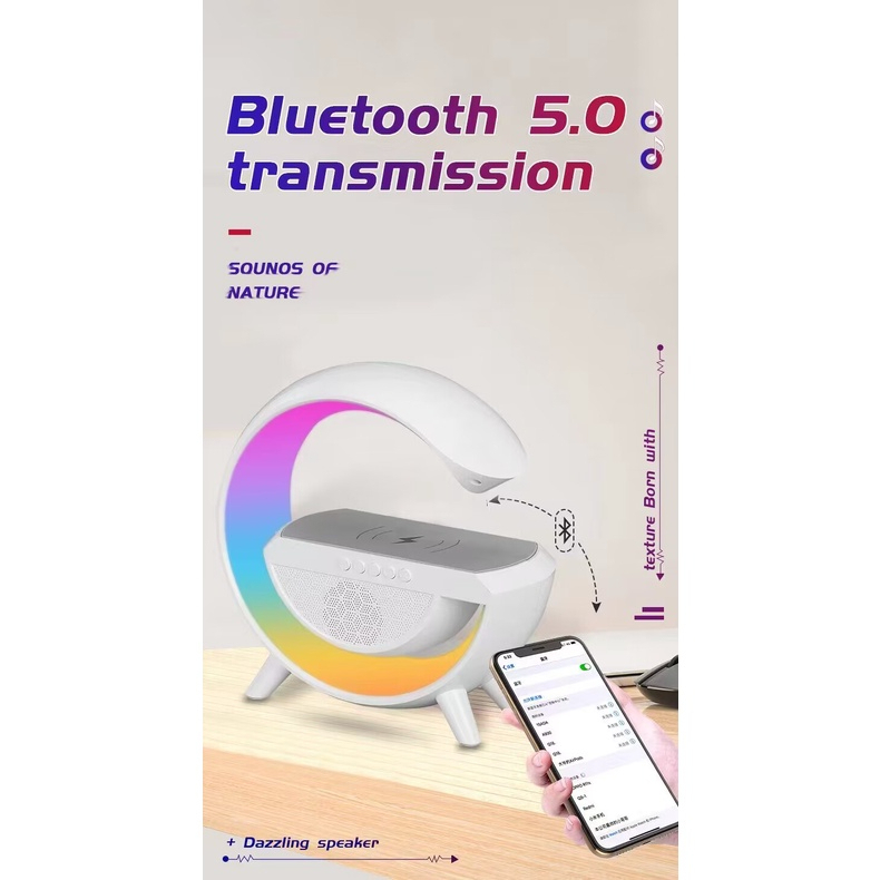 15W LED Atmosphere Light RGB Wireless Charger Bluetooth Speaker Table ...