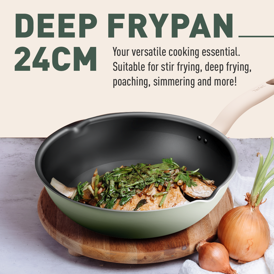 Tefal So Matcha Deep Frypan 24cm (Non-stick Cookware, Titanium 2x Non ...