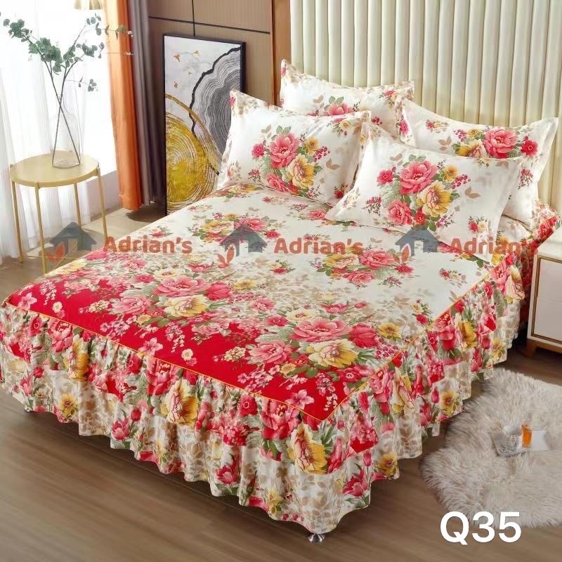 SuperSingle 2in1 Set Cadar Ropol BedSkirt Bedspread Selimut lembut ...