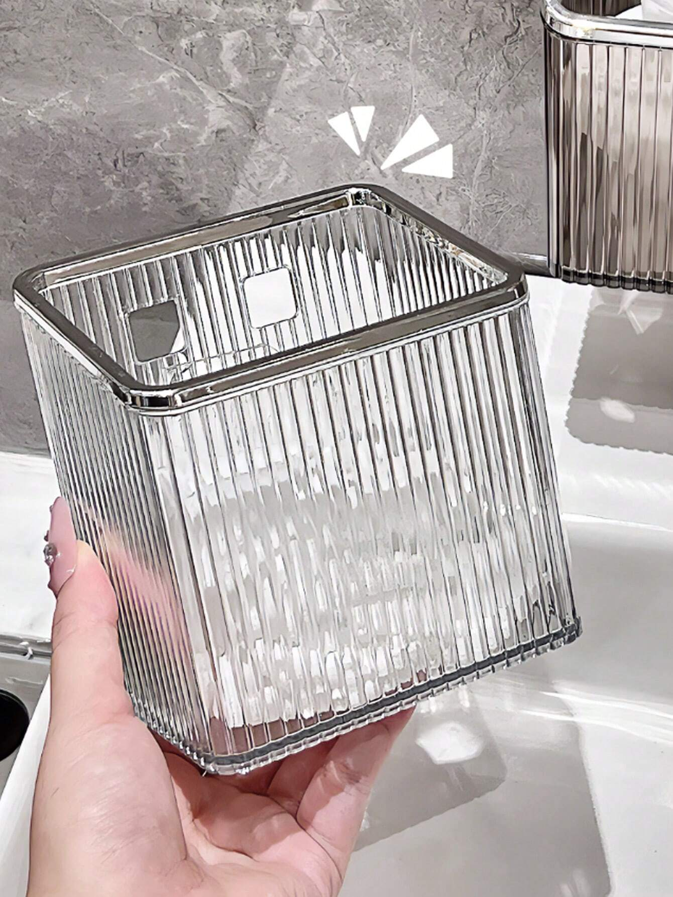 Light Luxury PET Storage Box Free Perforation Creative Vertical Grain ...