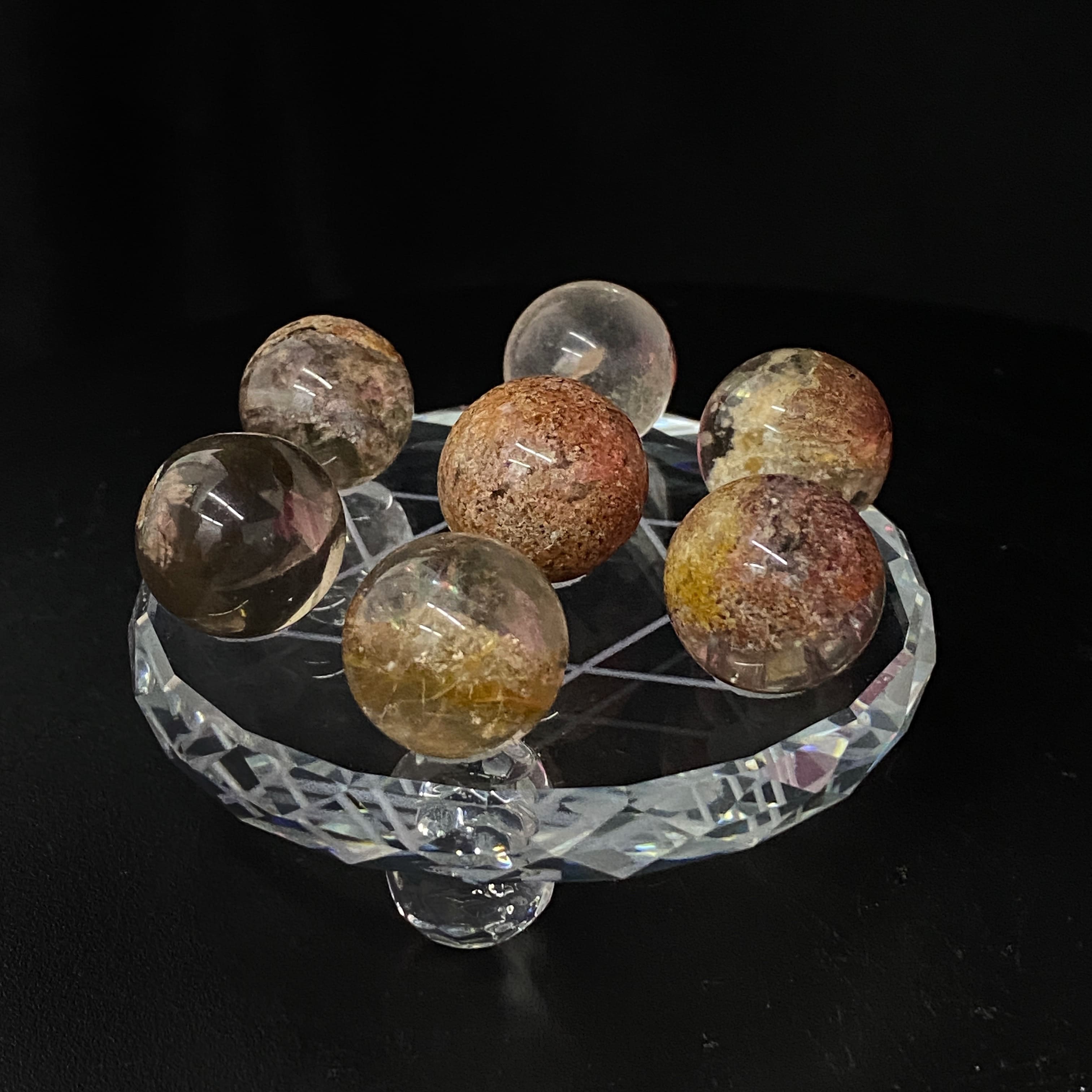 Seven Star Sphere Ball Base K9 Glass Grids Plate For Chakra Feng Shui ...