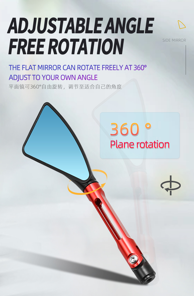 Universal Rear View Mirror Side Mirror Alloy CNC Blue Cermin Sisi Aloy ...