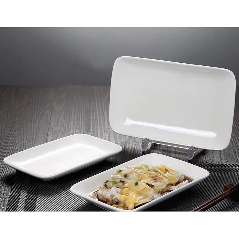 White Rectangle Plate Ceramic Porcelain Shallow Fish Dish Sauce Pinggan ...