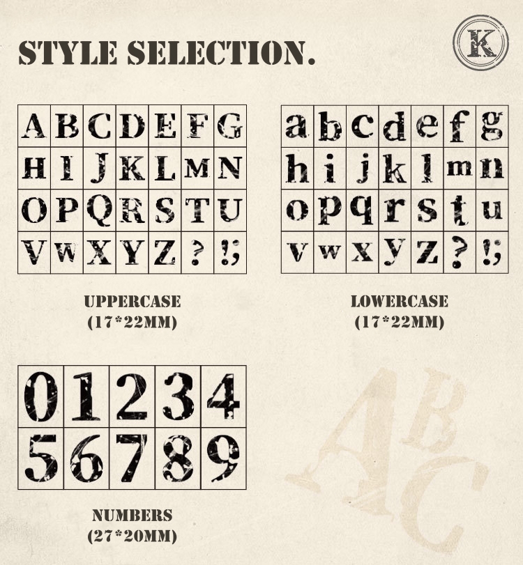 Retro Alphabets Letters Numbers Seal Vintage Wood Rubber Stamps Set DIY ...
