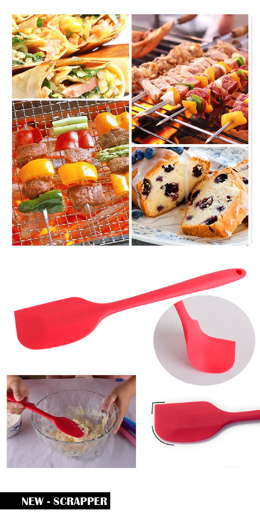 Cake Kitchen Tools Bakeware Silicone Scraper / Silicone Spatula ...