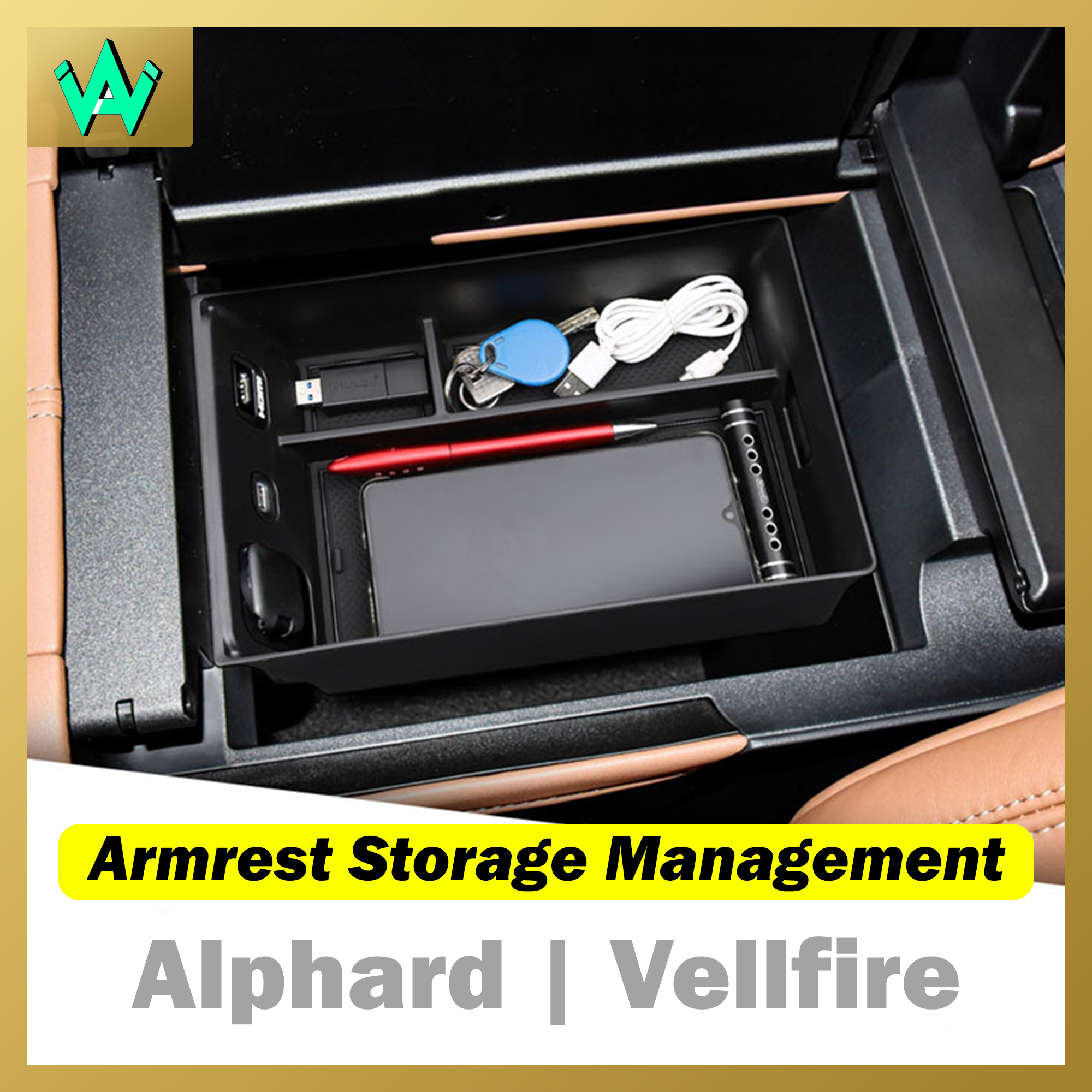 Toyota Alphard Vellfire AH40 Armrest Organiser Tray Console Storage Box ...