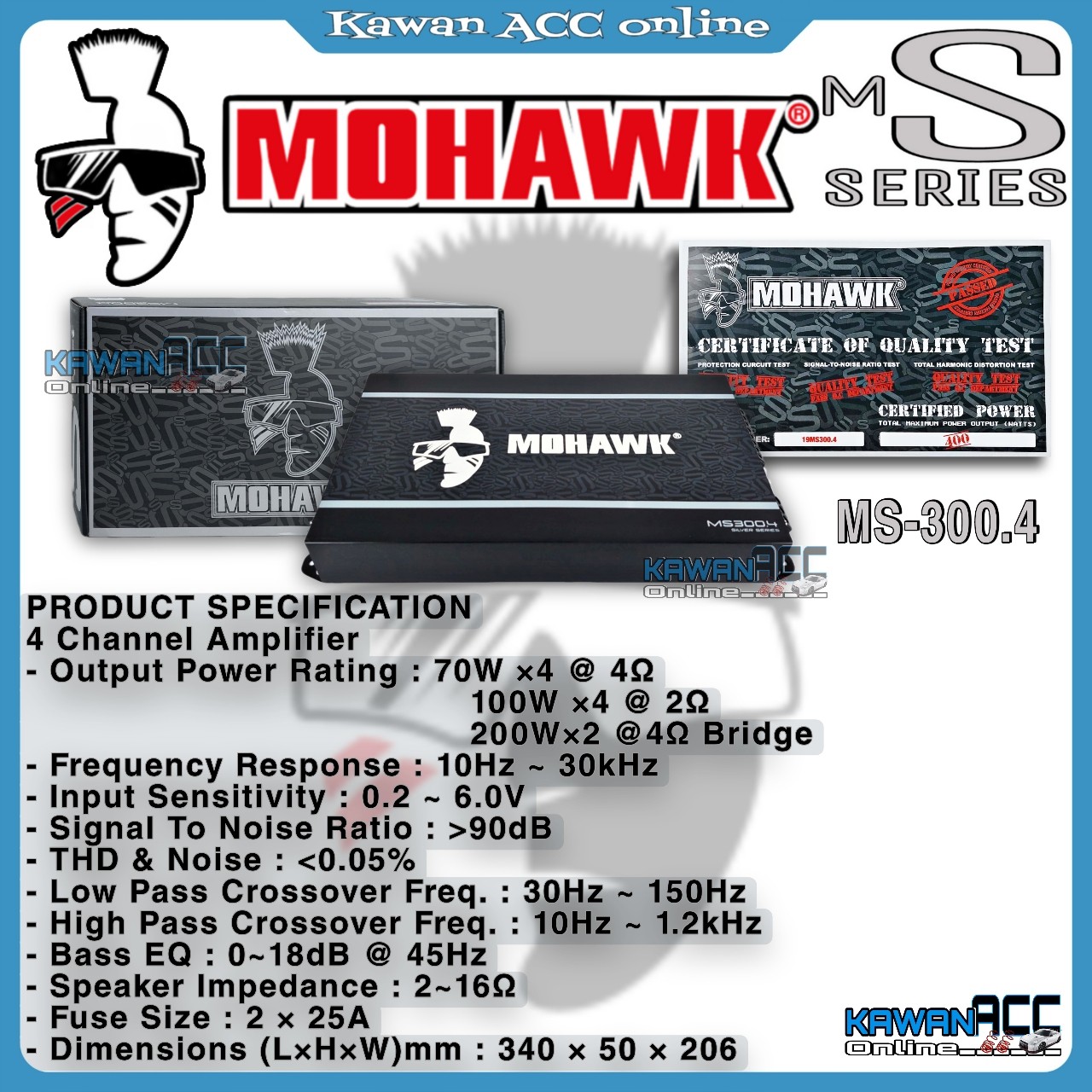 MOHAWK MS M1 Series 4-Channel Car Amplifier MS300.4/M1400.4 /MS-240.4 ...