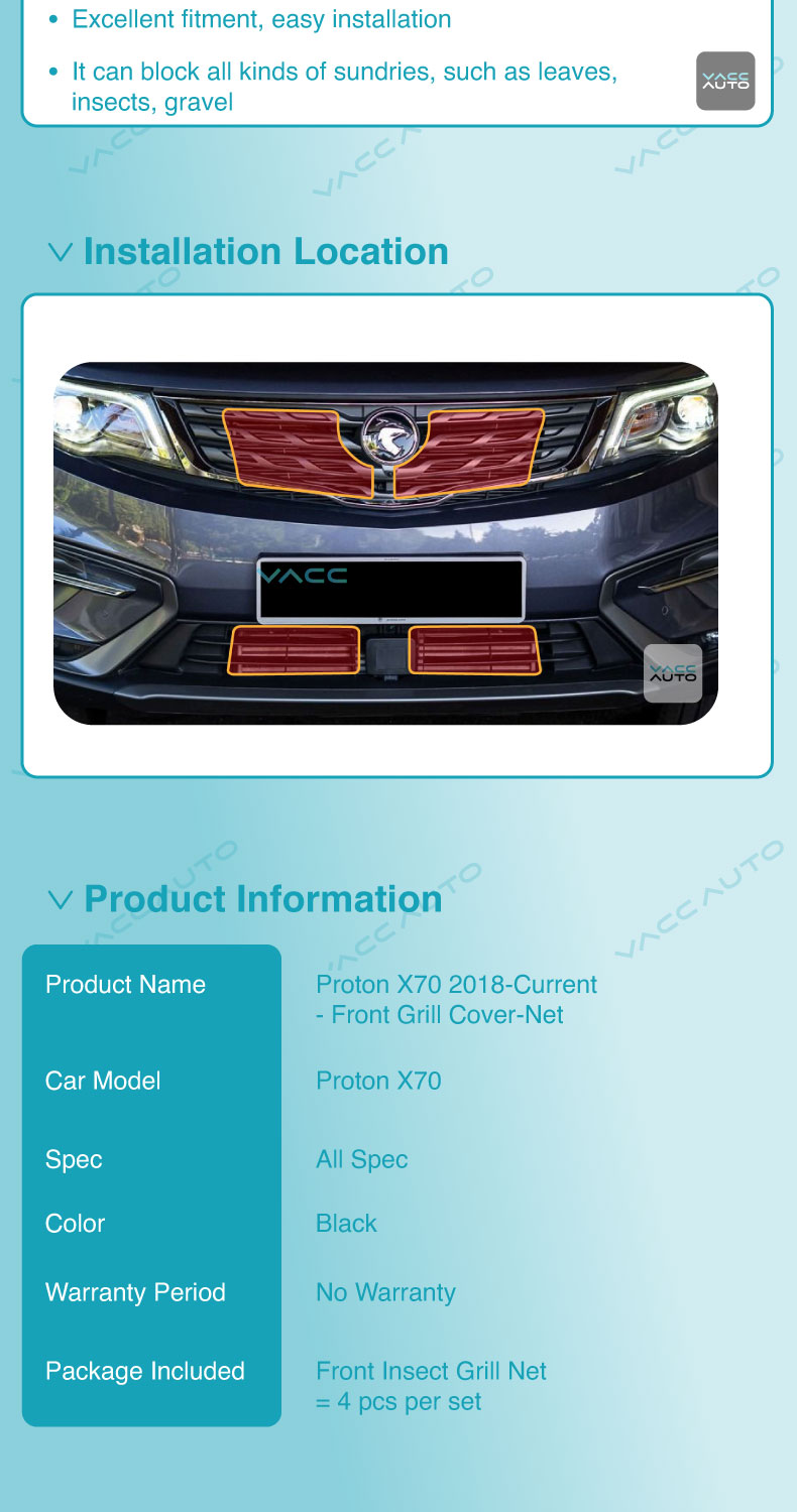 Proton X70 Front Insect Insert Grill Net Dustproof Catkin Protective ...