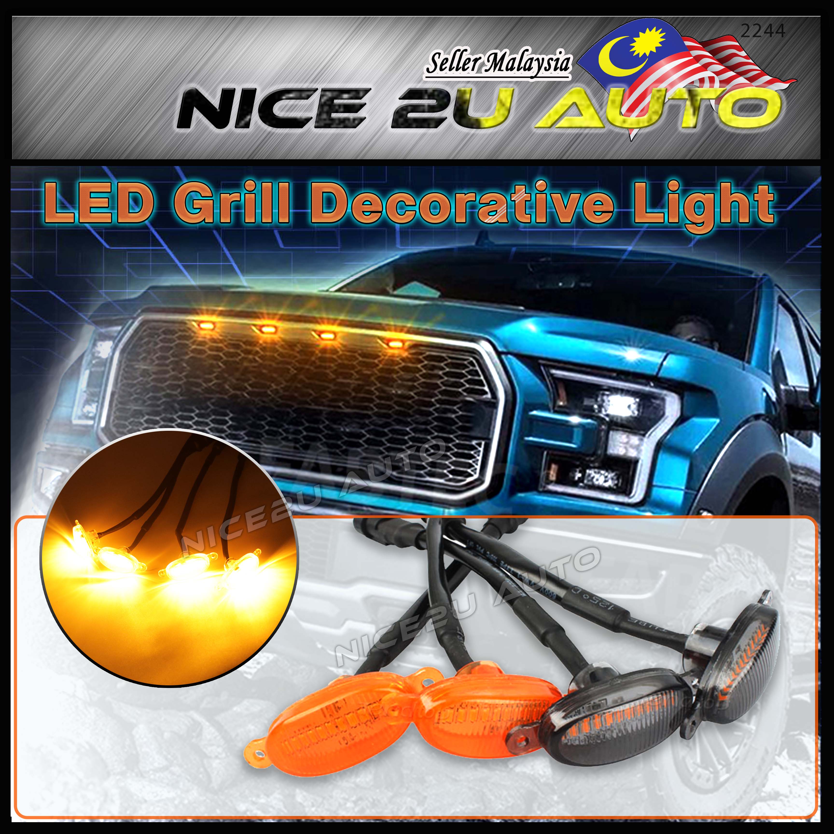 Car LED Front Grill Bumper Lights Pickup Truck SUV Flashing Warning ...