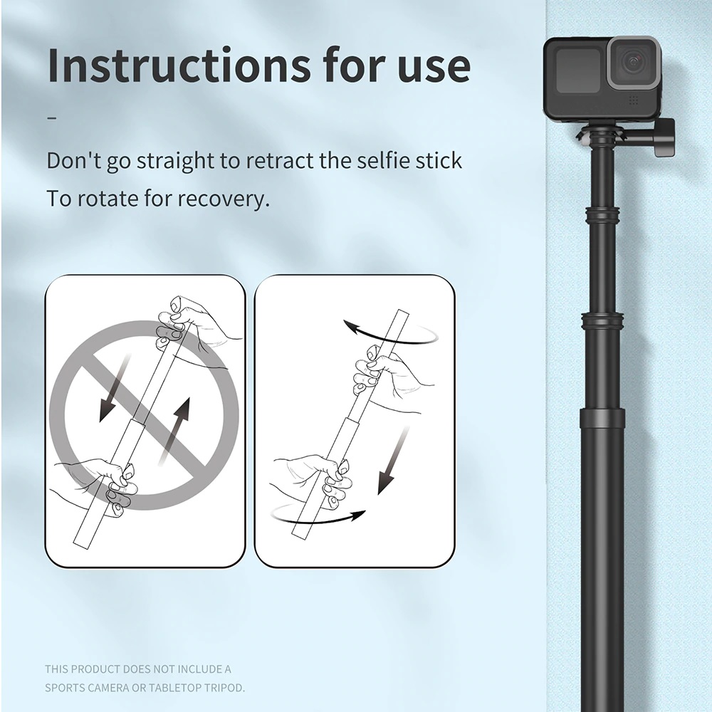 TELESIN 270cm Carbon Fiber Invisible Selfie Stick Extension Pole Rod ...