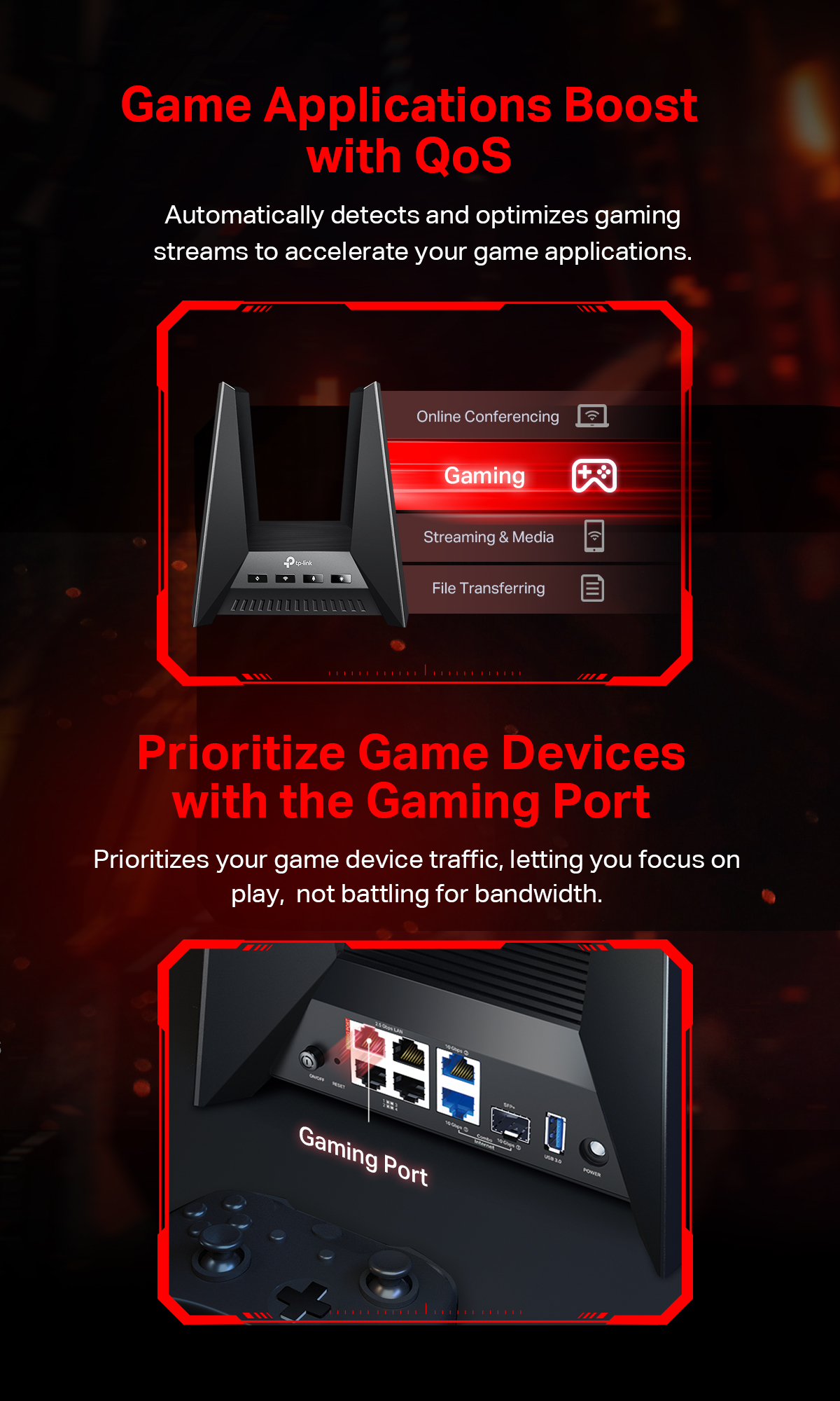 TP-Link Archer GE800 Wi-Fi 7 Gaming Router BE19000 With Tri-Band 2x 10G ...