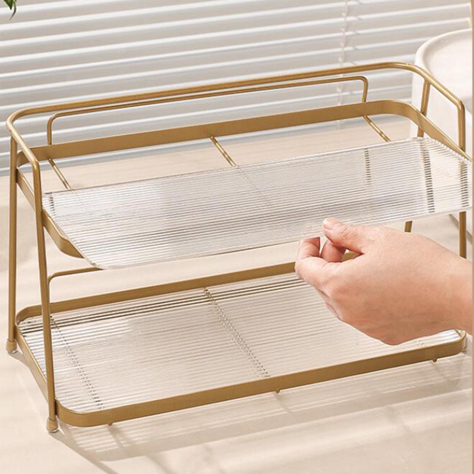 Light Luxury Countertop Rack Wrought Iron Storage Shelf Rack Skin Care ...