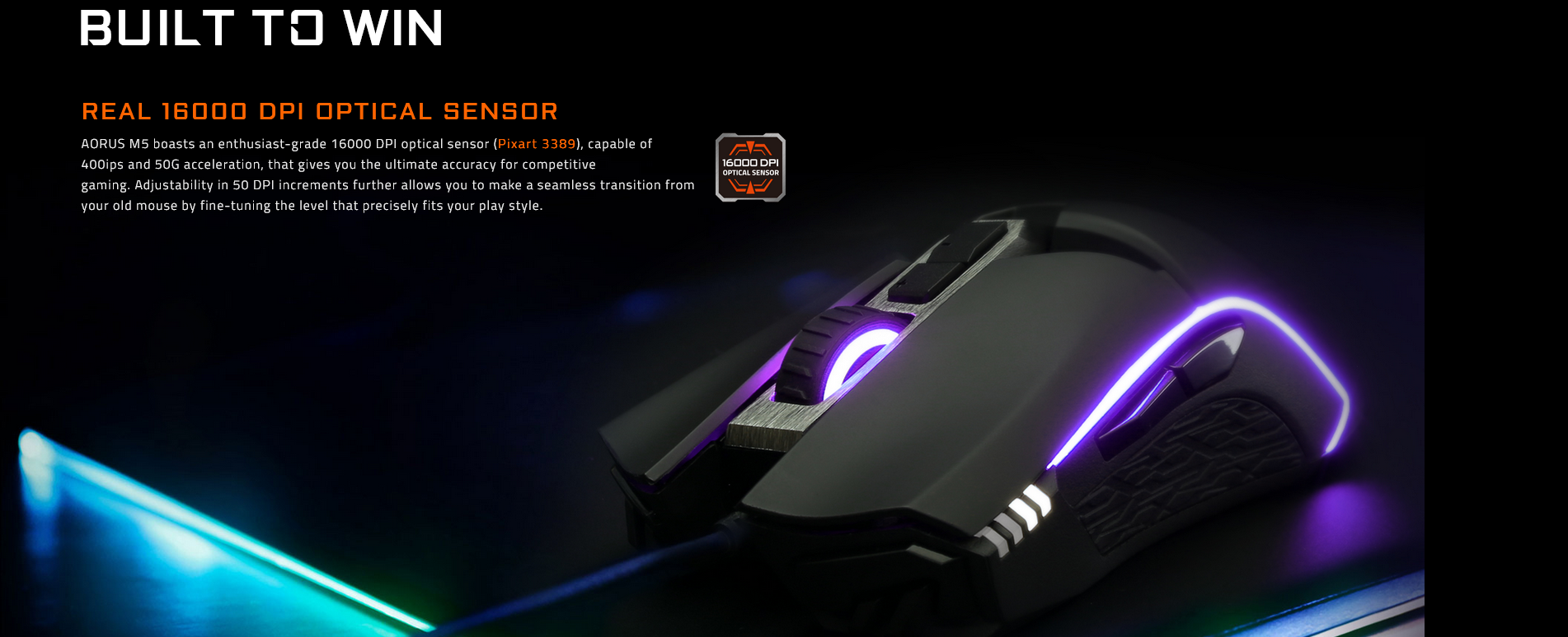 Gigabyte AORUS M3 M4 M5 RGB Wired Gaming Mouse USB Pixart 3988
