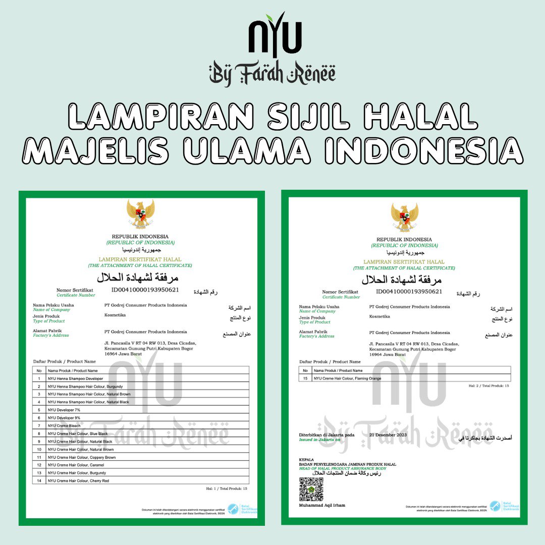 Free Gift NYU Hair Color Natural Brown Halal Pewarna Rambut Sah Solat ...