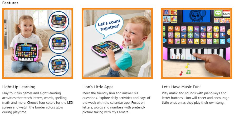 VTech Little Apps Light-up Tablet Kids Learning Toys Letter Math Music ...