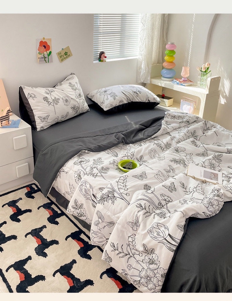 Bedding Set 4 In 1 Cotton Comforter With Fitted Bedsheet And Pillow