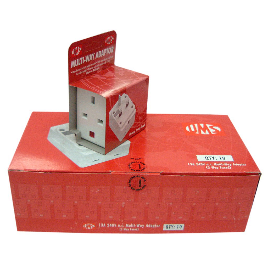 UMS 3 Way Adaptor MA313 Plug Kepala Tiga Extension Plug Tiga Cabang ...