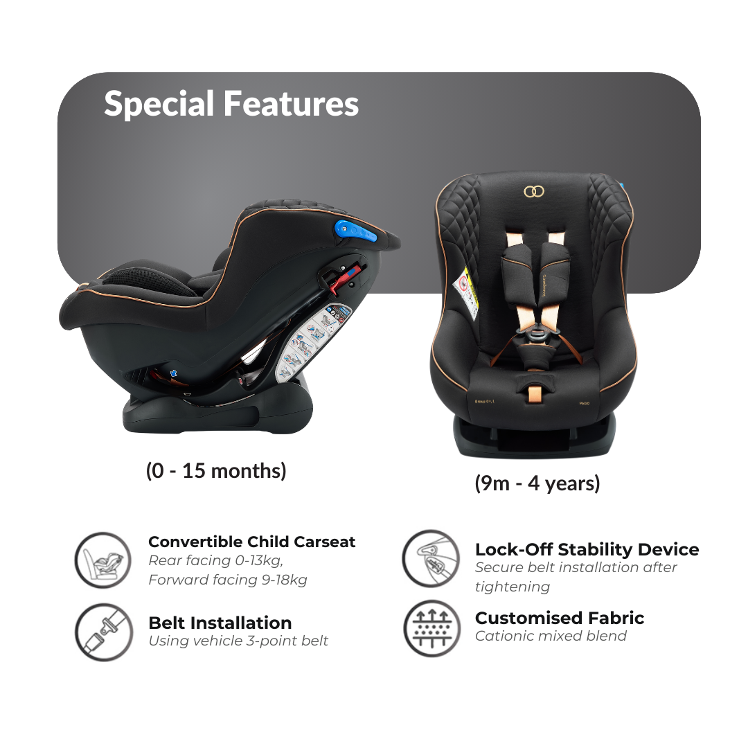 Koopers Pago BELT Convertible Child Safety Car Seat 018kg 4 Years
