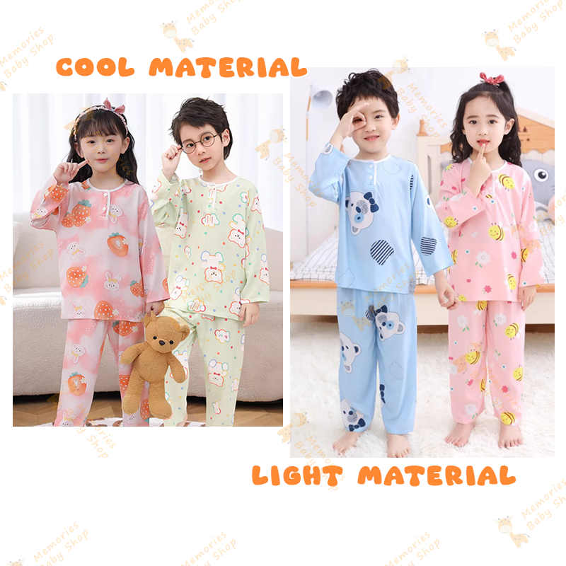 Pajamas Cotton Silk Cool Sleepwear Children Summer Nightwear Kids Thin ...