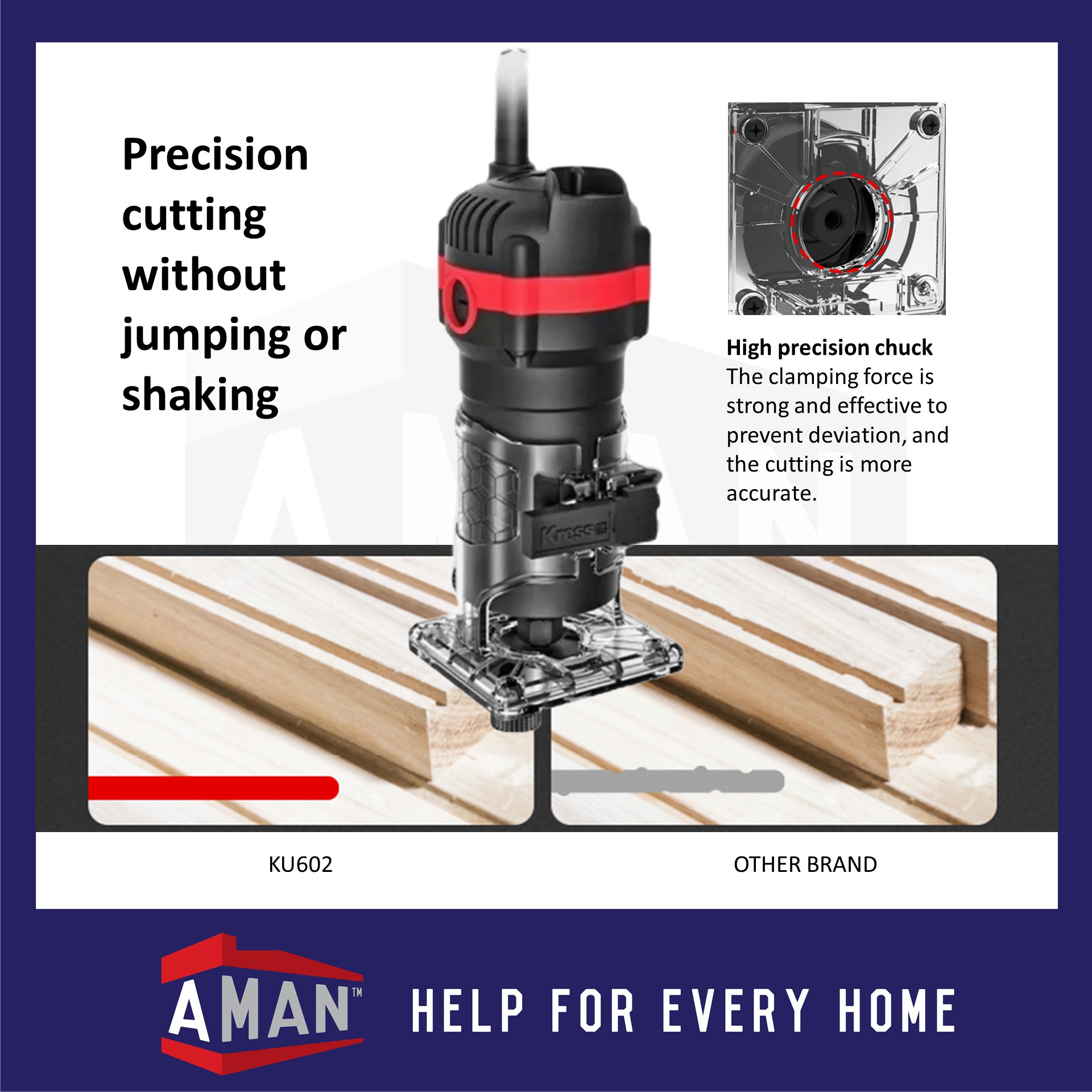 KRESS KU602 550W 6.35mm 1/4” Palm Router Wood Trimmer Router Machine ...