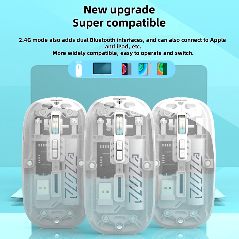 Transparent Bluetooth Mouse Wireless Mouse Dual-Mode Silent and ...