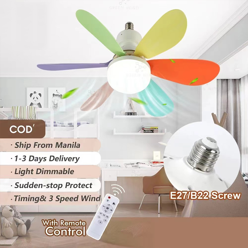 Ceiling Fan With Light Fan Light 6 Blades 3Speed E27 Light Bulb Ceiling ...