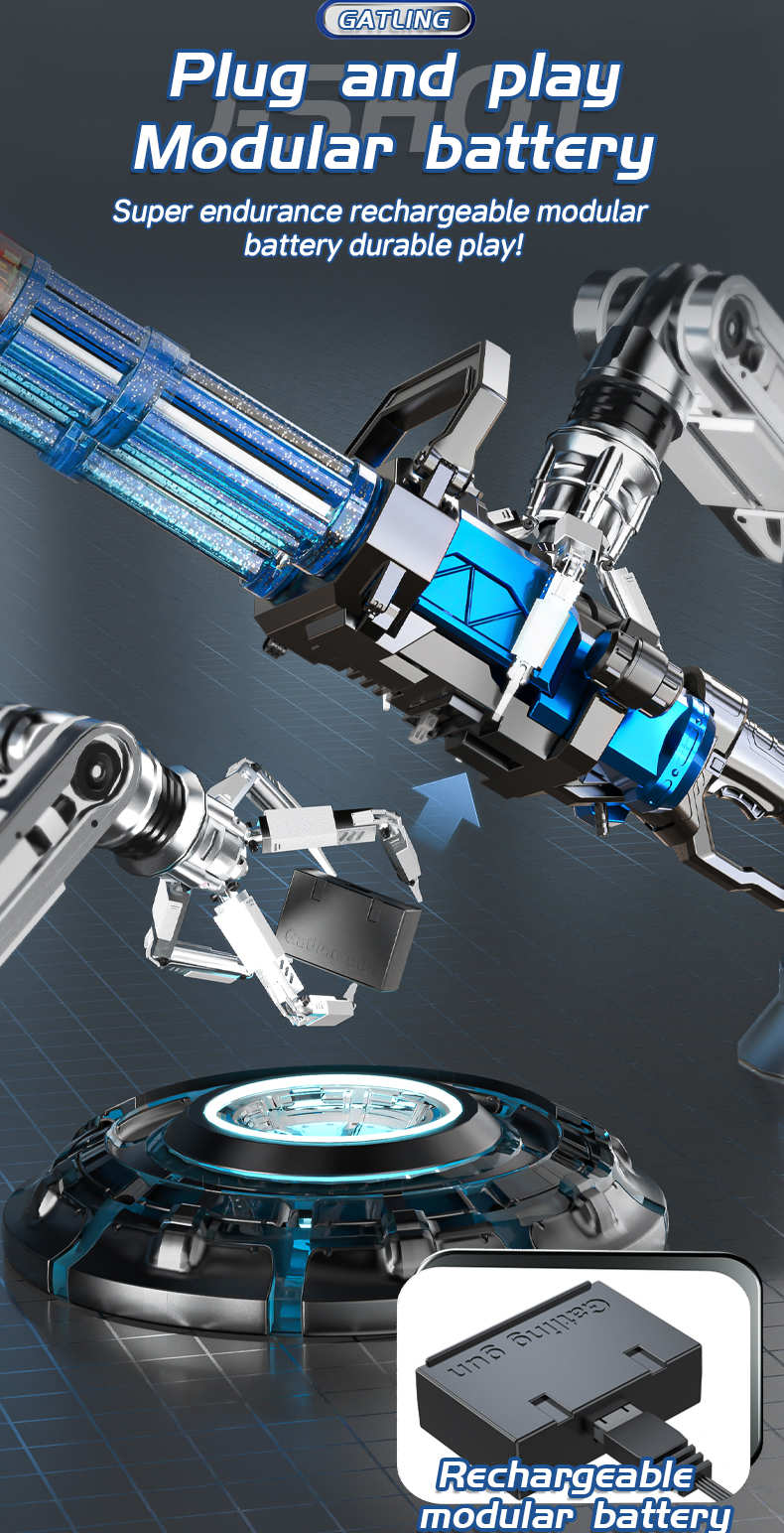 Gatling Electric Automatic Double Rotate Water Gun Toys Portable ...