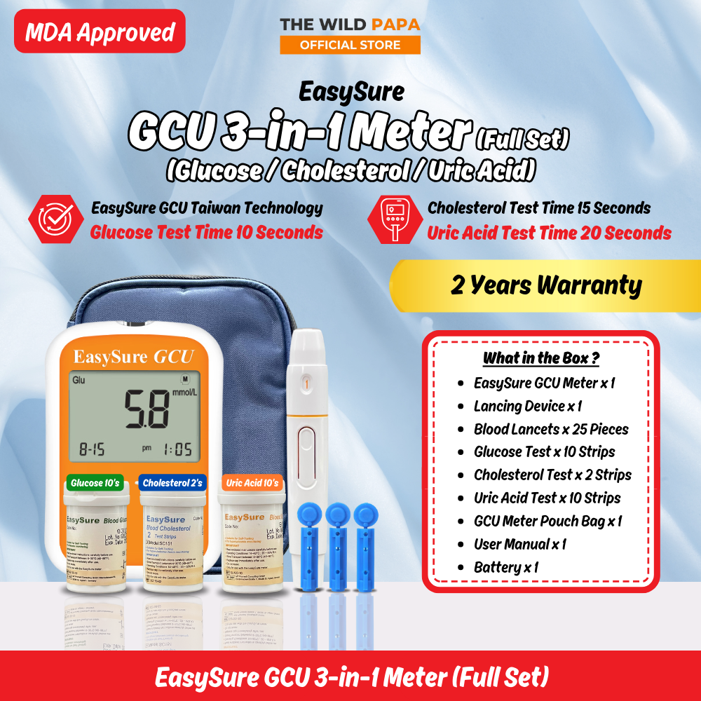 EASYSURE GCU 3-in-1 Blood Glucose, Cholesterol & Uric Acid Test Meter-2 ...
