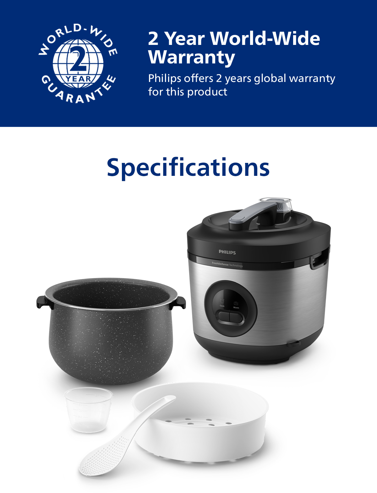 Philips HD3213 | Spherical Pot Analog Rice Cooker | 1.8L | FreshDefense ...